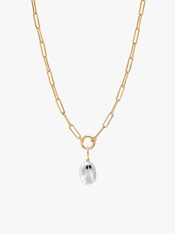Ghostie Pearl Paperclip Necklace