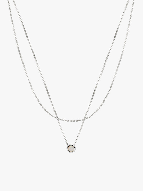 Opal Silver Layered Necklace - Layered Necklaces - OOTDY