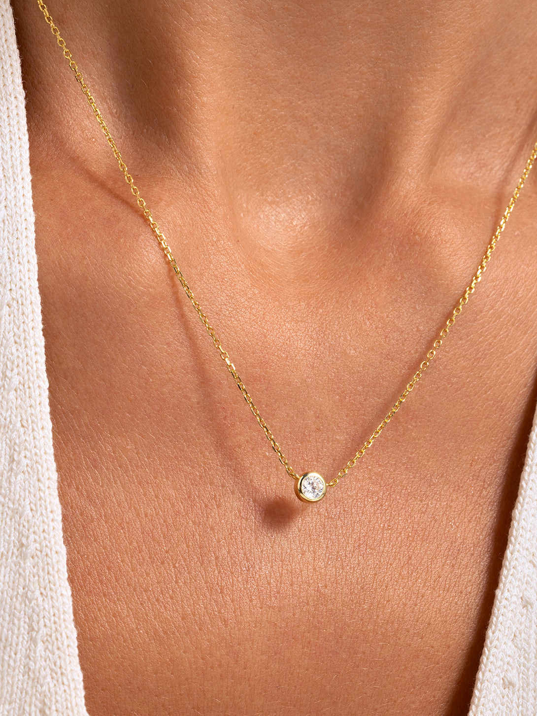 Bezel Diamond Necklace - Pendant Necklaces - OOTDY