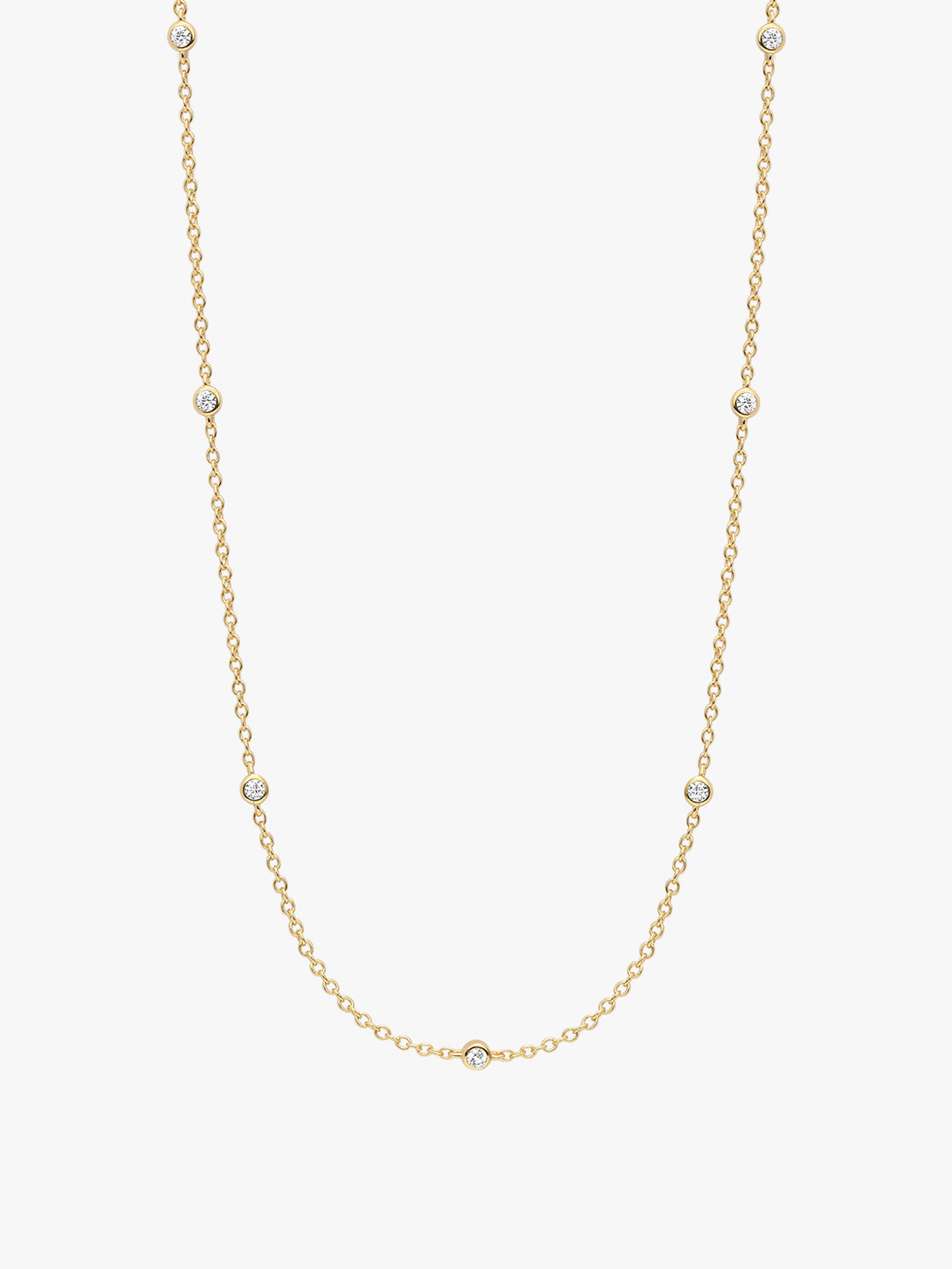 Bezel Diamond Station Necklace - Station Necklaces - OOTDY