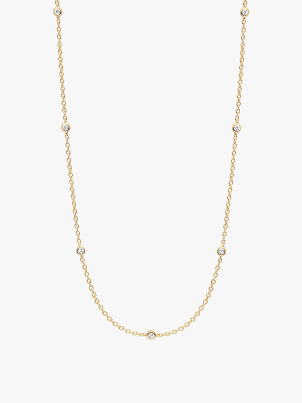 Bezel Diamond Station Necklace - Station Necklaces - OOTDY