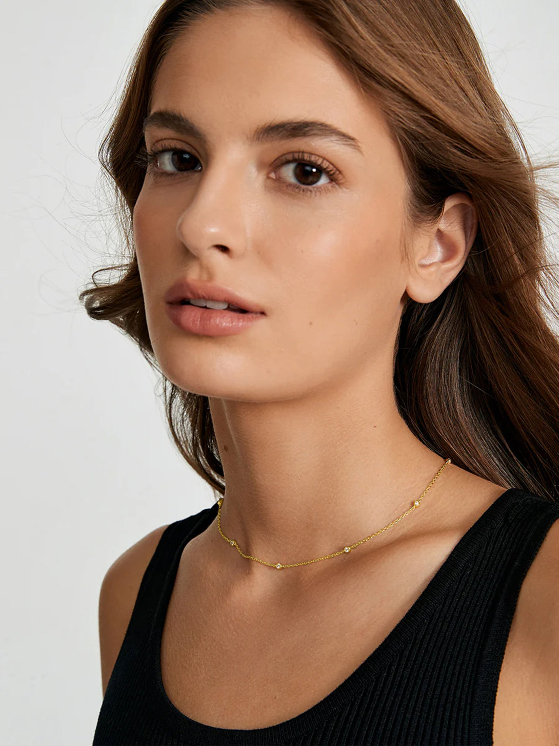 Bezel Diamond Station Necklace - Station Necklaces - OOTDY