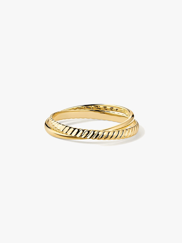 Gold Duo Crossover Ring - Band Rings - OOTDY