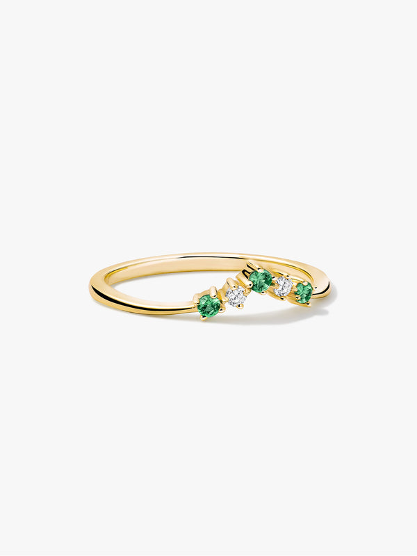 Emerald & Sapphire Stacker Ring - Delicate Rings - OOTDY