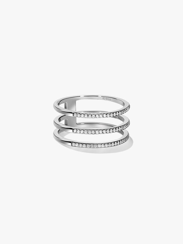 Pave Triple Row Ring - Statement Rings - OOTDY