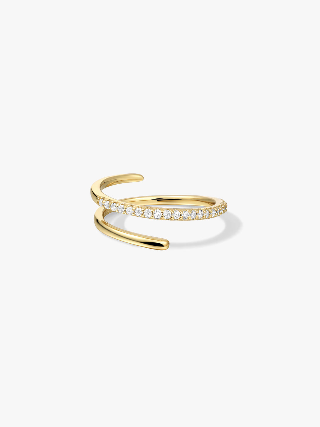 Half Pave Double Ring - Open Rings - OOTDY