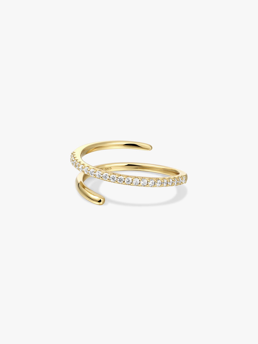 Half Pave Double Ring - Open Rings - OOTDY