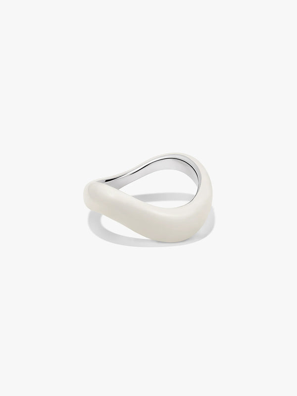 Cream Enamel Dome Wave Ring