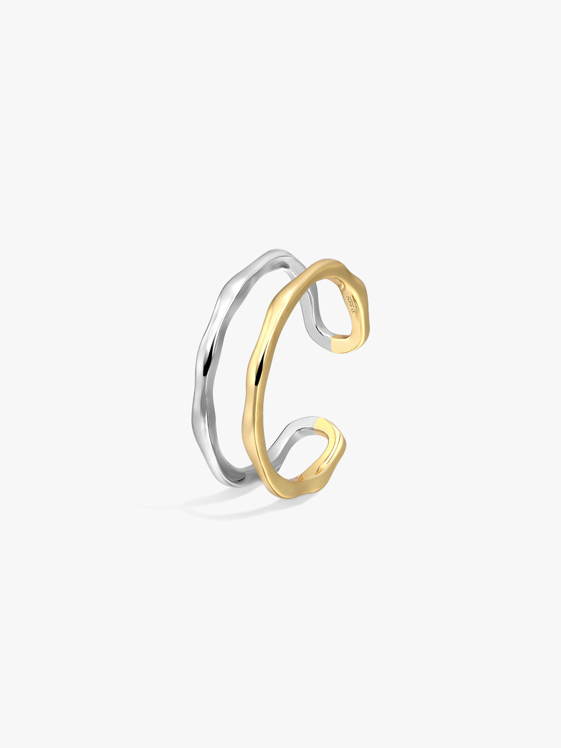 Mixed Ripple Double Ring - Band Rings - OOTDY