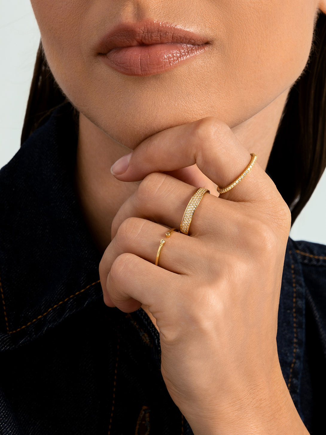 Pave Crystal Bold Stacker Ring - Band Rings - OOTDY