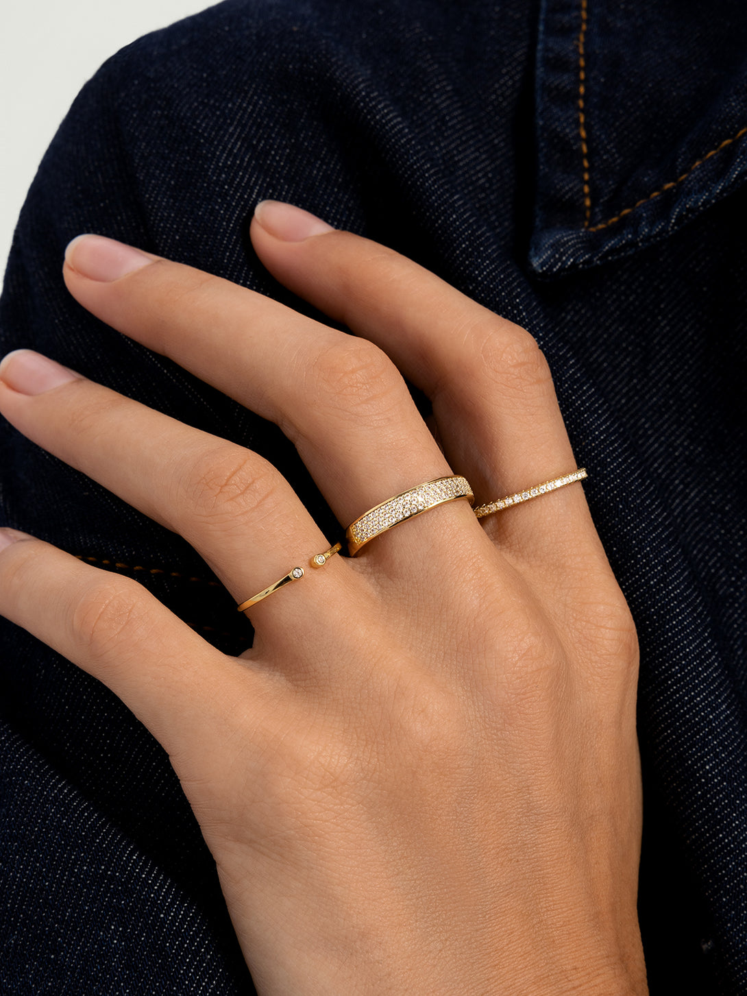 Pave Crystal Bold Stacker Ring - Band Rings - OOTDY