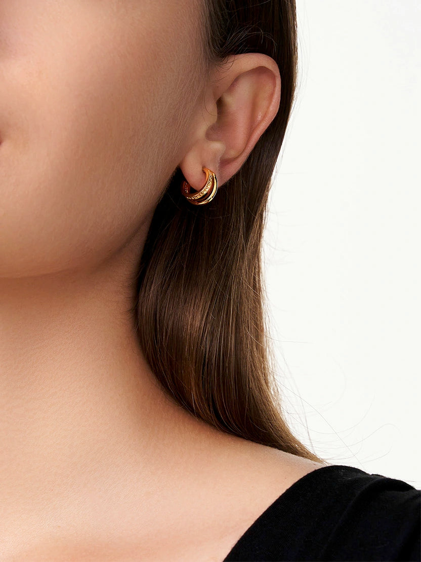 Delicate Double Semicircle Hoop Earrings - OOTDY