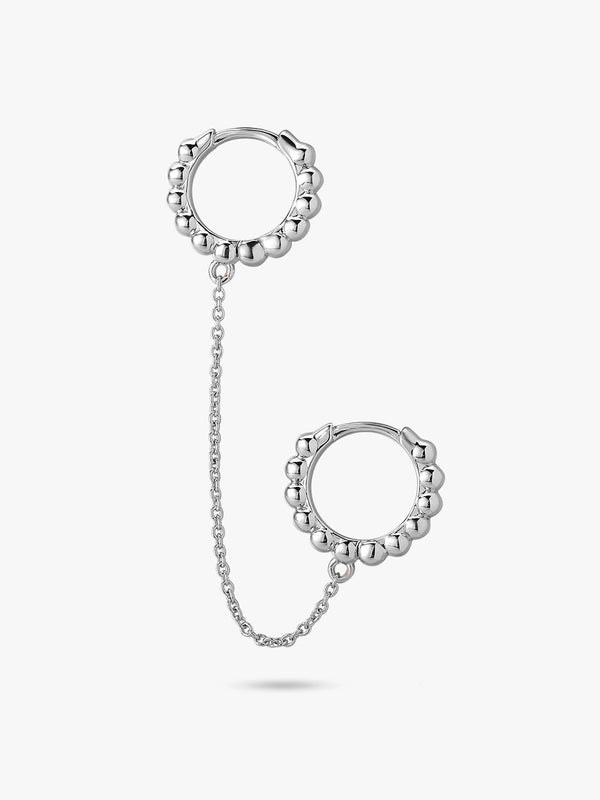 Daily Round Bead Chain Huggie Earrings - OOTDY