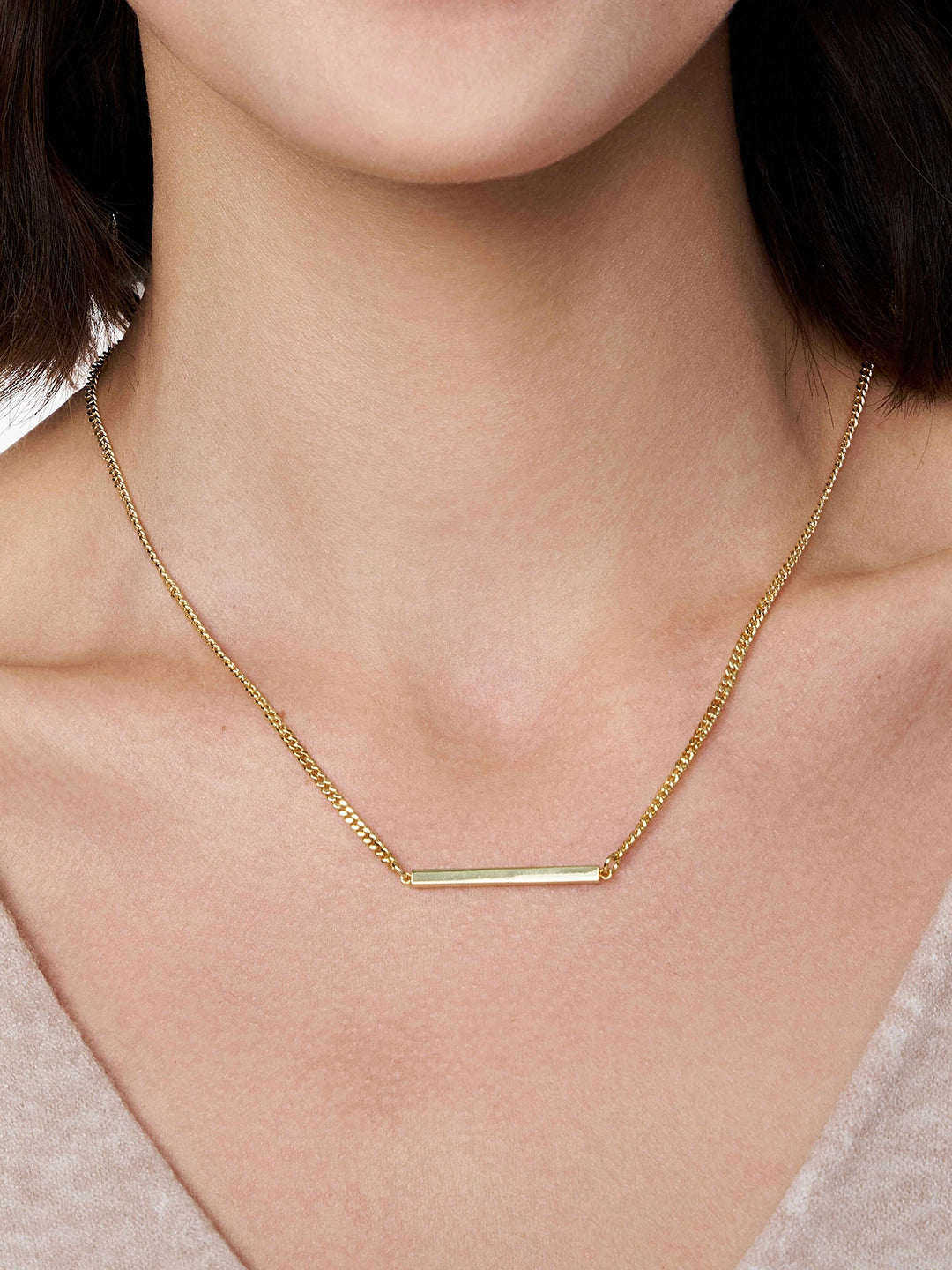 Daily Horizontal Engravable Bar Pendant Necklace - OOTDY