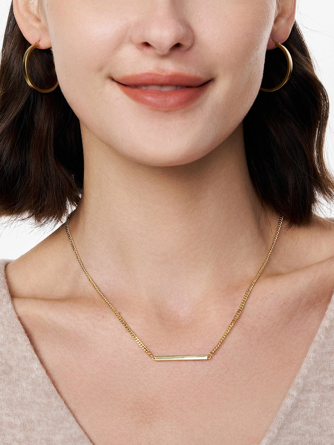 Daily Horizontal Engravable Bar Pendant Necklace - OOTDY