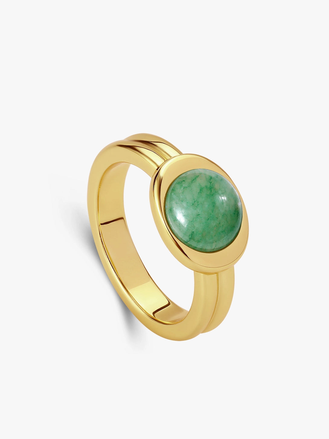Classical Oval Aventurine Statement Ring - OOTDY