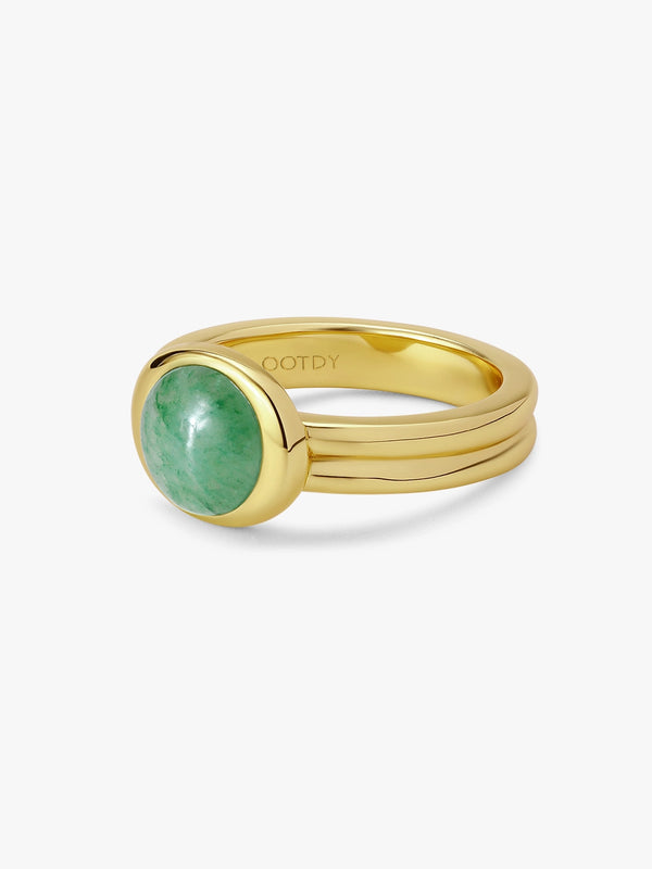 Classical Oval Aventurine Statement Ring - OOTDY